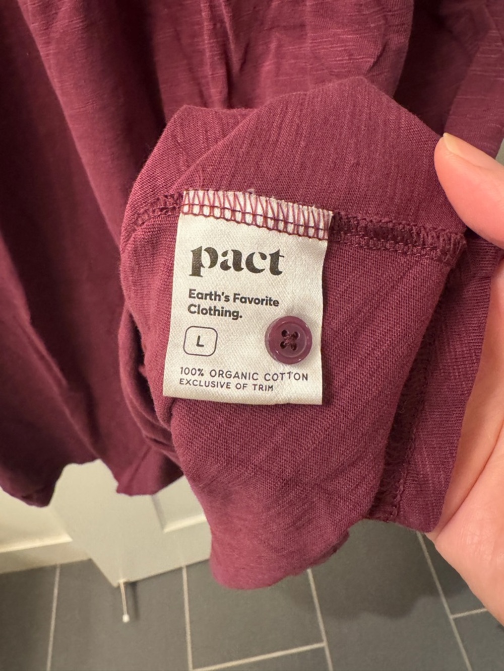 Pact Maroon Relaxed Slub Henley Tank Dress Size L - Picture 3 of 4